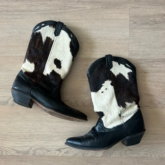 Vintage Cow Hide Cowboy Boots