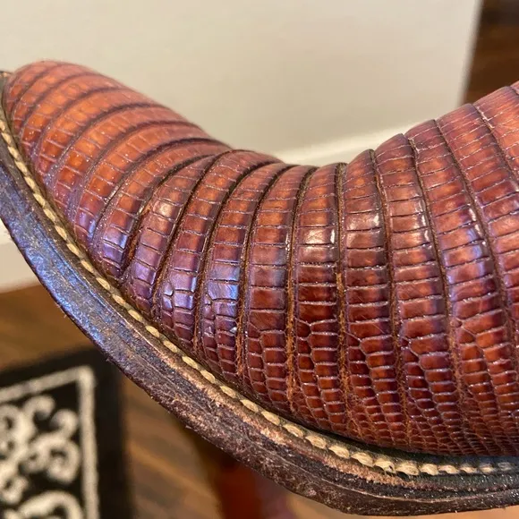 Vintage Dan Post 4213 Leather/Lizard Skin Cowboy Western Boots Womens Sz 4.5C
