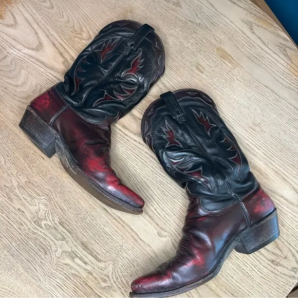 Vintage Dan Post Cherry Cola Leather El Paso Western Cowboy Boots Men’s 10EW