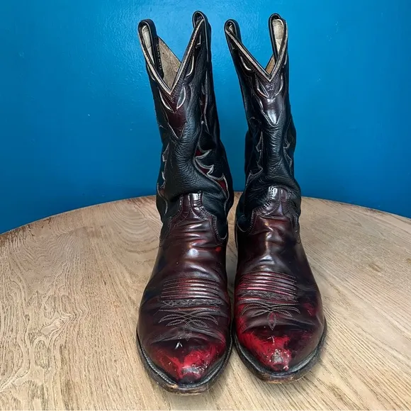 Vintage Dan Post Cherry Cola Leather El Paso Western Cowboy Boots Men’s 10EW