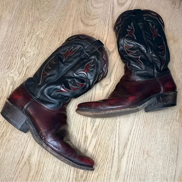 Vintage Dan Post Cherry Cola Leather El Paso Western Cowboy Boots Men’s 10EW