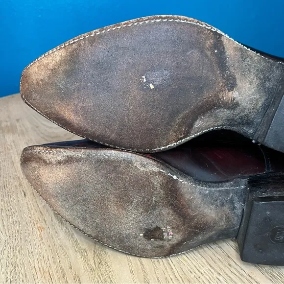 Vintage Dan Post Cherry Cola Leather El Paso Western Cowboy Boots Men’s 10EW