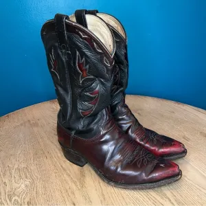 Vintage Dan Post Cherry Cola Leather El Paso Western Cowboy Boots Men’s 10EW