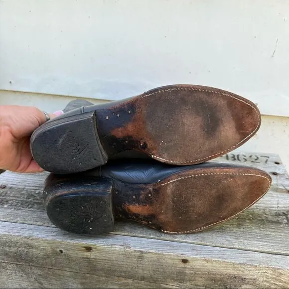 Vintage Dark Gray Justin Diamond J Western Cowboy Boots 9D