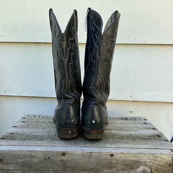 Vintage Dark Gray Justin Diamond J Western Cowboy Boots 9D