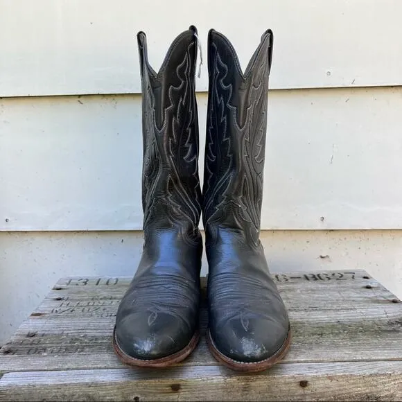 Vintage Dark Gray Justin Diamond J Western Cowboy Boots 9D