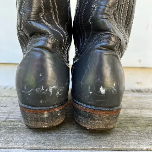 Vintage Dark Gray Justin Diamond J Western Cowboy Boots 9D