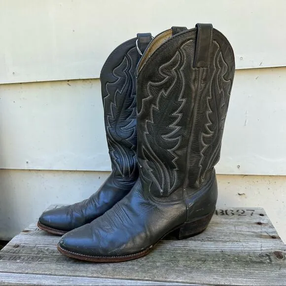 Vintage Dark Gray Justin Diamond J Western Cowboy Boots 9D