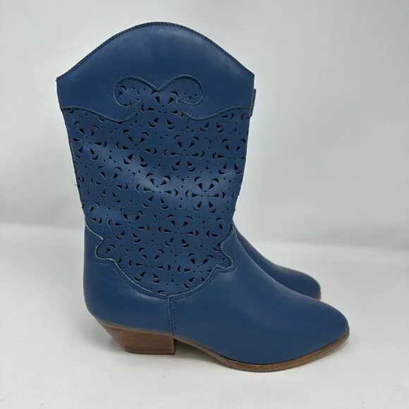 Vintage‎ Dingo Blue Cutout Cowboy Boots Women's Size 5.5 New Old Stock Booties