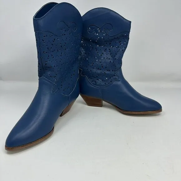 Vintage‎ Dingo Blue Cutout Cowboy Boots Women's Size 5.5 New Old Stock Booties
