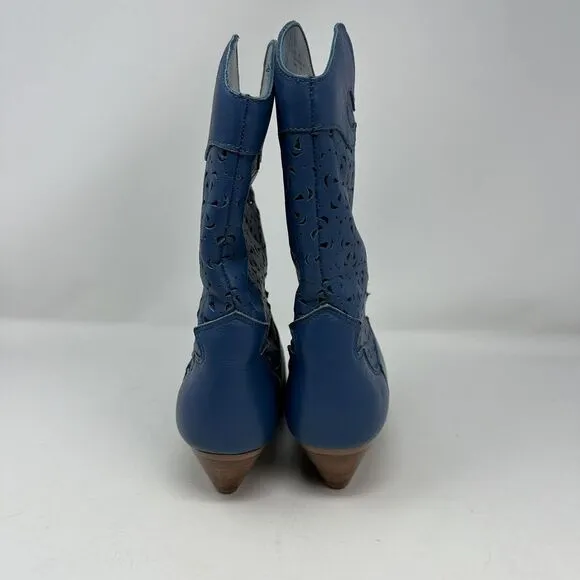 Vintage‎ Dingo Blue Cutout Cowboy Boots Women's Size 5.5 New Old Stock Booties