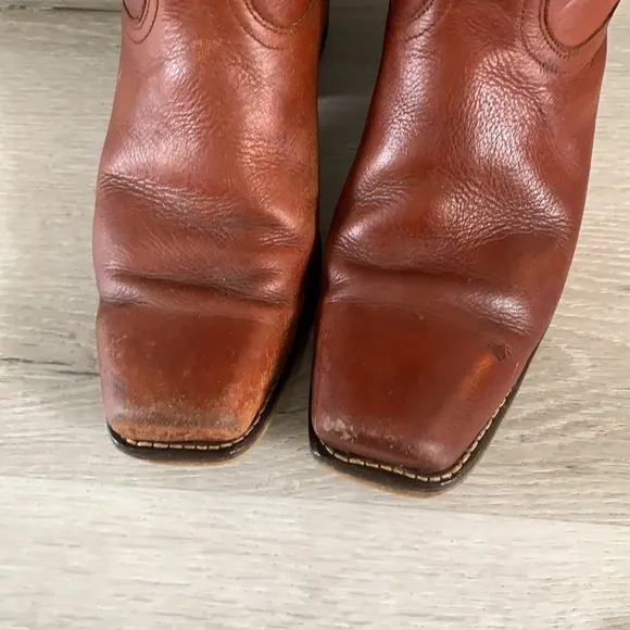 Vintage Dingo leather Boots  9 1/2 EW made in USA brown western cowboy festival