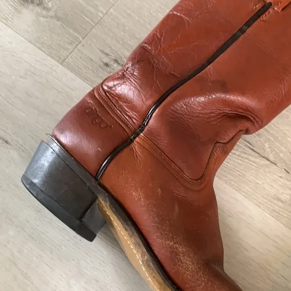 Vintage Dingo leather Boots  9 1/2 EW made in USA brown western cowboy festival