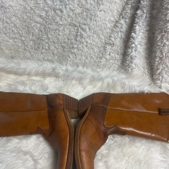 Vintage Dingo leather tan western cowboy Boots stitch accents SZ 10.5D