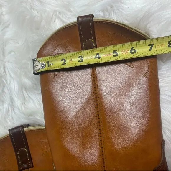 Vintage Dingo leather tan western cowboy Boots stitch accents SZ 10.5D