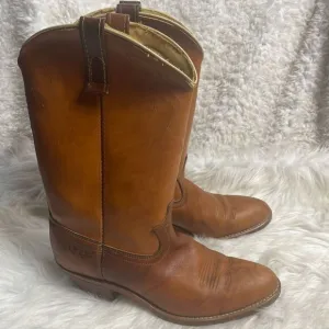Vintage Dingo leather tan western cowboy Boots stitch accents SZ 10.5D