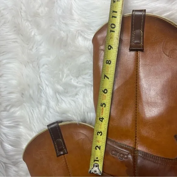 Vintage Dingo leather tan western cowboy Boots stitch accents SZ 10.5D