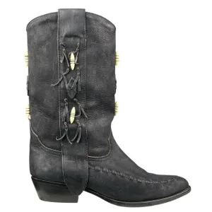 Vintage Dingo Women’s Black Leather Fringe Western Cowgirl Boot Size US 7.5