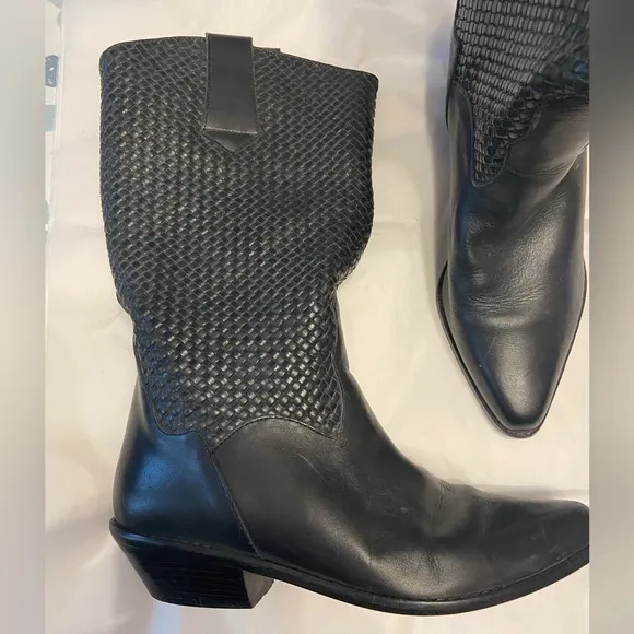 VINTAGE Dingo Woven Leather Cowboy Boots 8