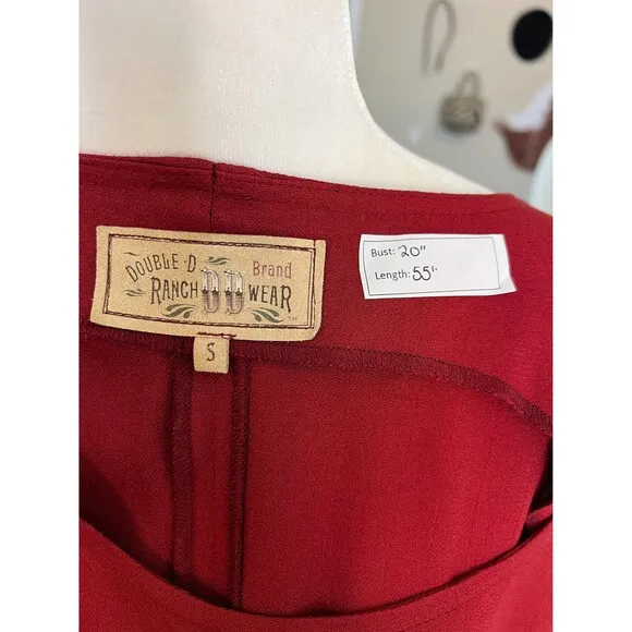 Vintage Double D Ranch Wear Red Western Maxi Sleeveless Dress Small NFR Small
