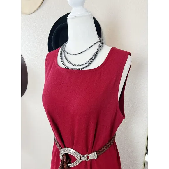 Vintage Double D Ranch Wear Red Western Maxi Sleeveless Dress Small NFR Small