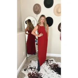 Vintage Double D Ranch Wear Red Western Maxi Sleeveless Dress Small NFR Small