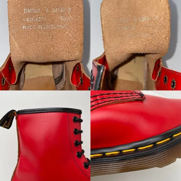 Vintage Dr. Martens 1460 Red Leather Combat Boots UK 5