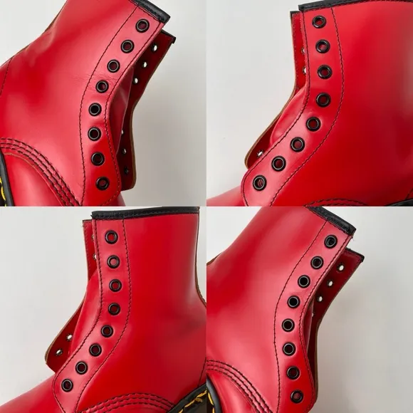 Vintage Dr. Martens 1460 Red Leather Combat Boots UK 5