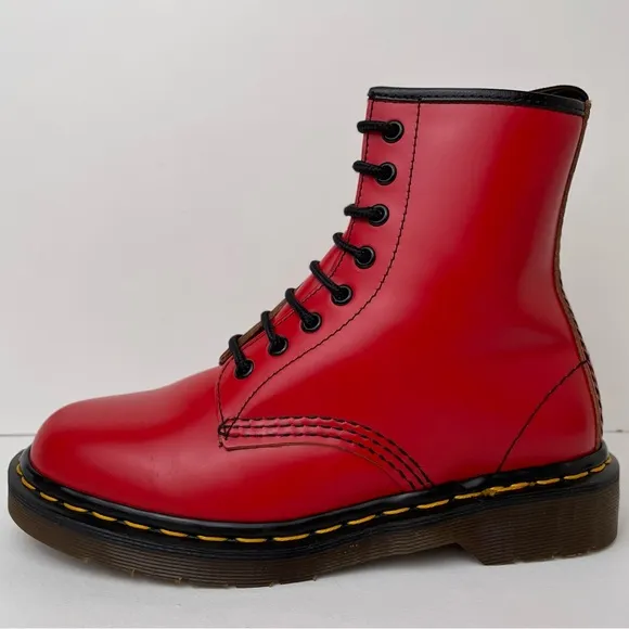 Vintage Dr. Martens 1460 Red Leather Combat Boots UK 5
