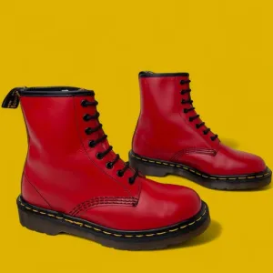Vintage Dr. Martens 1460 Red Leather Combat Boots UK 5