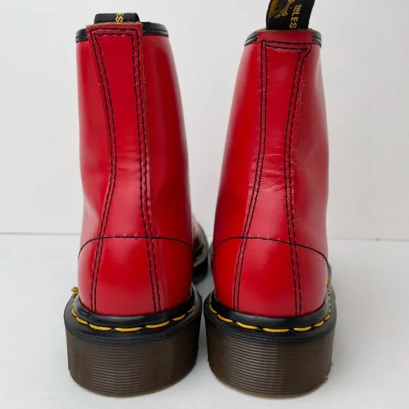 Vintage Dr. Martens 1460 Red Leather Combat Boots UK 5