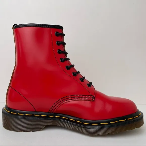 Vintage Dr. Martens 1460 Red Leather Combat Boots UK 5