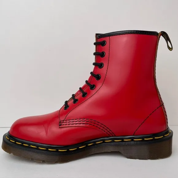 Vintage Dr. Martens 1460 Red Leather Combat Boots UK 5