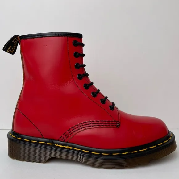 Vintage Dr. Martens 1460 Red Leather Combat Boots UK 5
