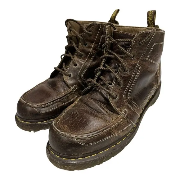 Vintage Dr Martens Chuck AW004 AirWair Brown Leather  Boots Mens Size 12 US Y2K
