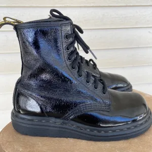 Vintage Dr. Martens Crinkle Patent Leather Boots Made in England Women's Size 5