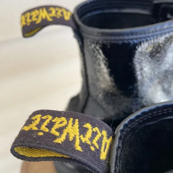 Vintage Dr. Martens Crinkle Patent Leather Boots Made in England Women's Size 5