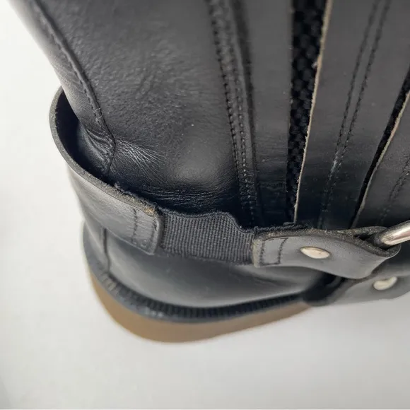 Vintage Dr Martens England Black Greasy Leather Harness Strap Chelsea Boots UK 5