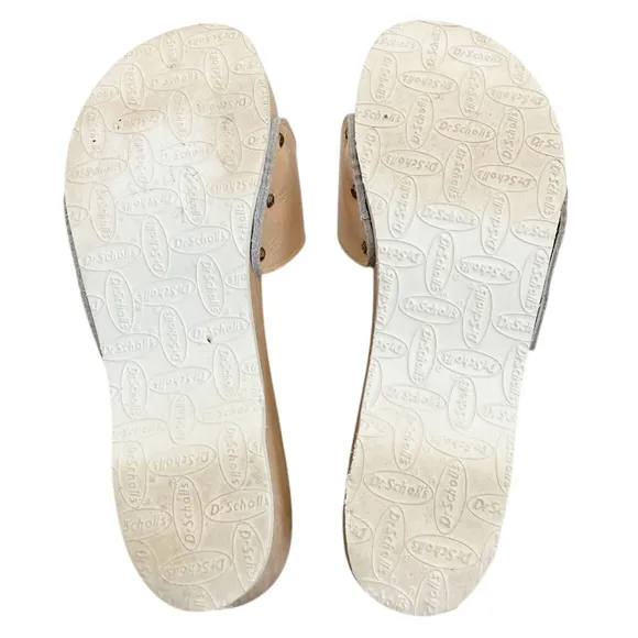 Vintage Dr. Scholl's Original wooden clogs slip on sandals boho leather sz 9