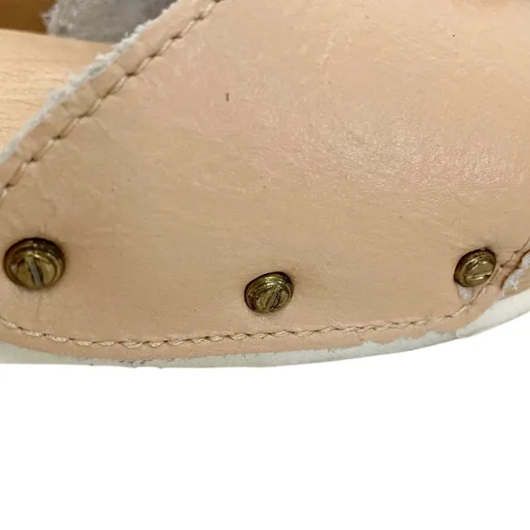 Vintage Dr. Scholl's Original wooden clogs slip on sandals boho leather sz 9