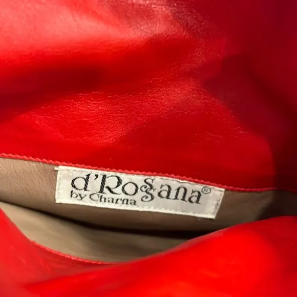 Vintage d’Rossana by Charna Cherry Red Italian Leather Slouch Boots Sz 5.5
