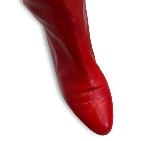 Vintage d’Rossana by Charna Cherry Red Italian Leather Slouch Boots Sz 5.5