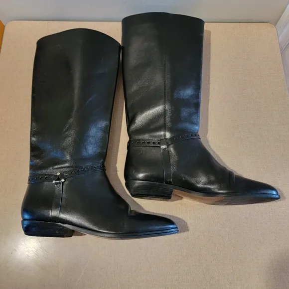 Vintage Etienne Aigner Black Leather Riding Boots Size 7.5