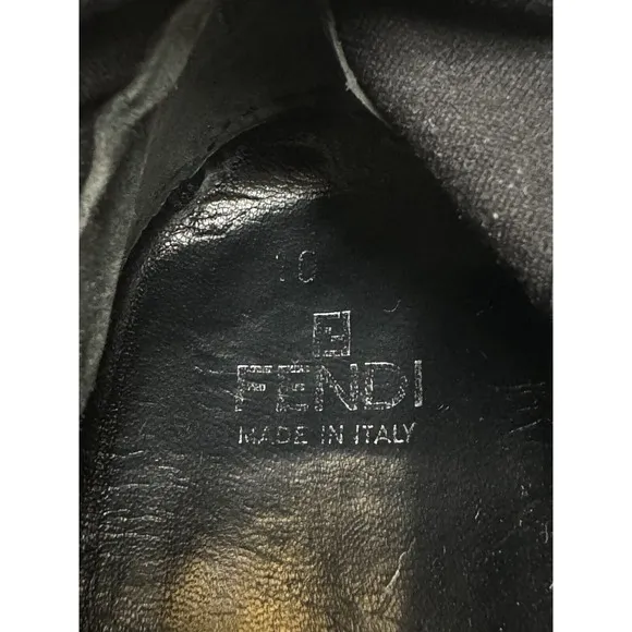 Vintage FENDI Zucca FF Logos Black Brown Boots Sneakers High Tops Size US 10