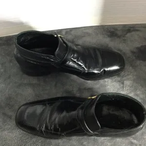 Vintage FLORSHEIM IMPERIAL Black Mens Ankle Buckle Leather Boots Size 9.5D