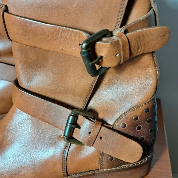 Vintage Foundry Co. Sherry Buckled Leather Boots SZ 8