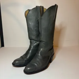 Vintage Frye Gray Leather Western Boots 2344 Pull On USA Men's 8 D