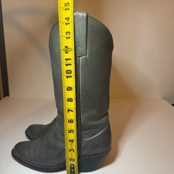 Vintage Frye Gray Leather Western Boots 2344 Pull On USA Men's 8 D