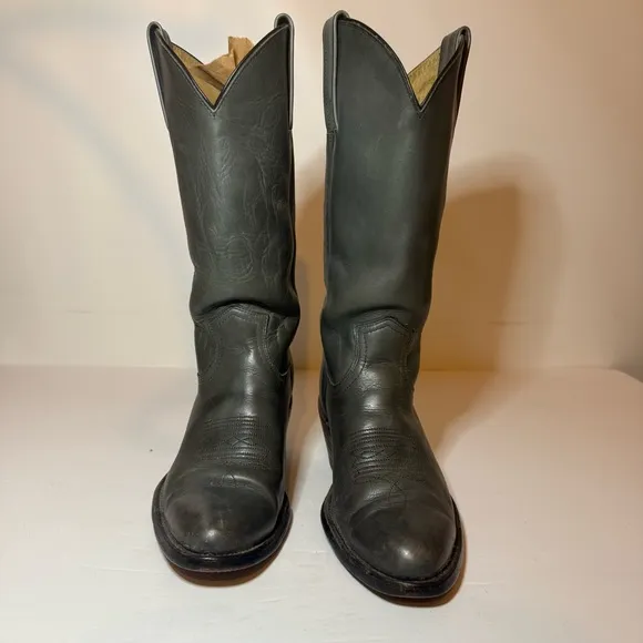 Vintage Frye Gray Leather Western Boots 2344 Pull On USA Men's 8 D