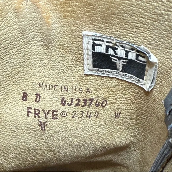 Vintage Frye Gray Leather Western Boots 2344 Pull On USA Men's 8 D